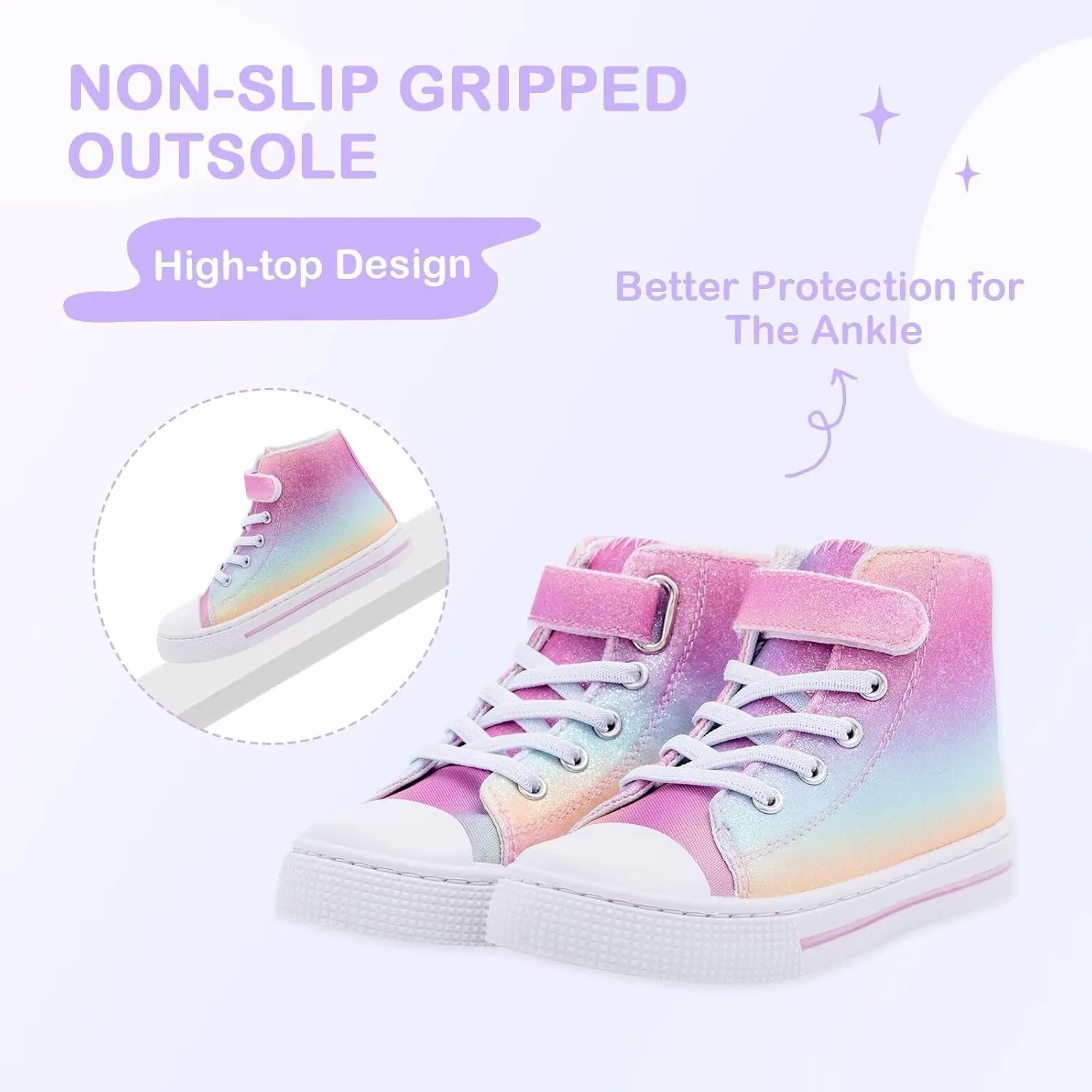 EUXTERPA Kids High Top Shoes Toddler Canvas Sneakers Boys Girls Casual Walking Sports Shoe