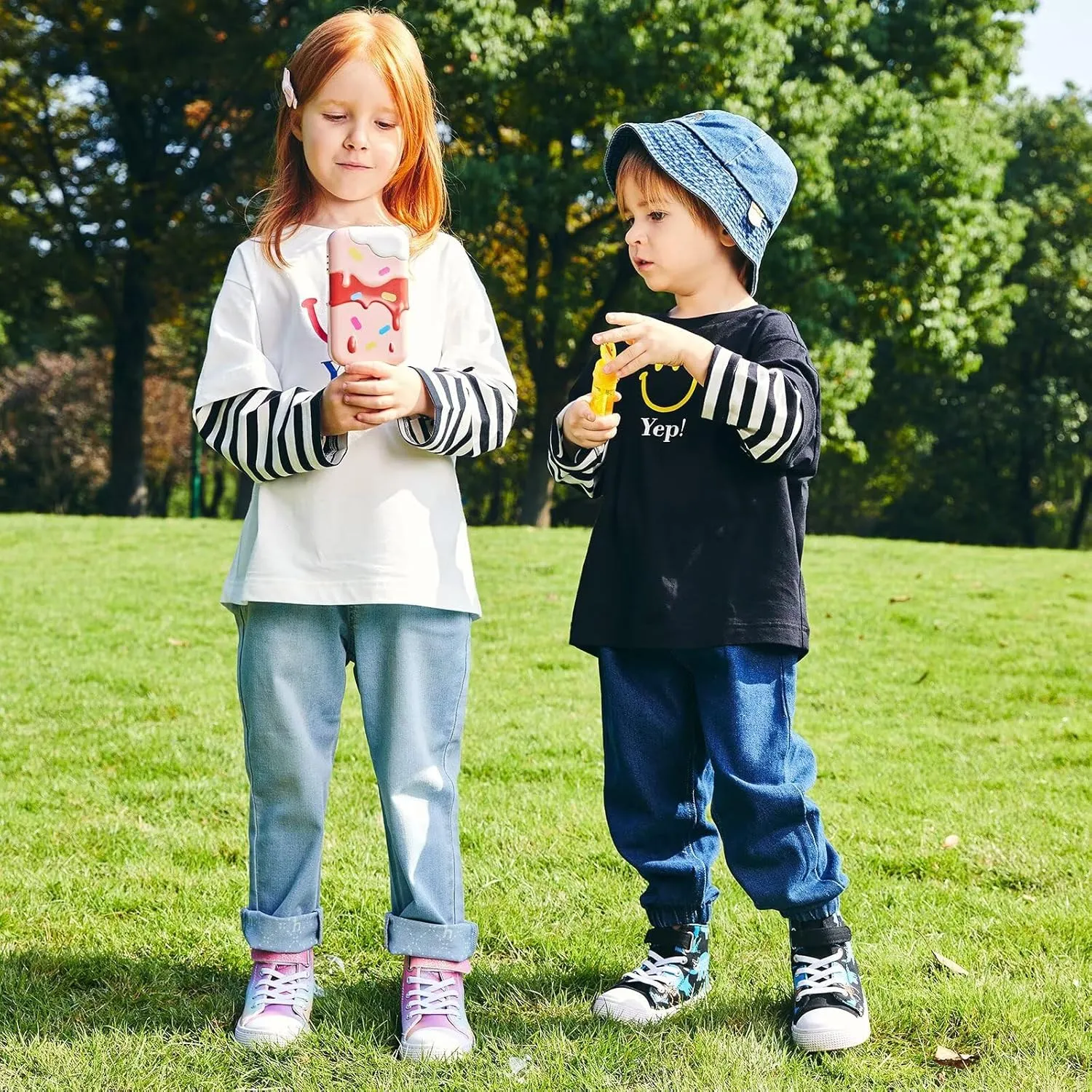 EUXTERPA Kids High Top Shoes Toddler Canvas Sneakers Boys Girls Casual Walking Sports Shoe