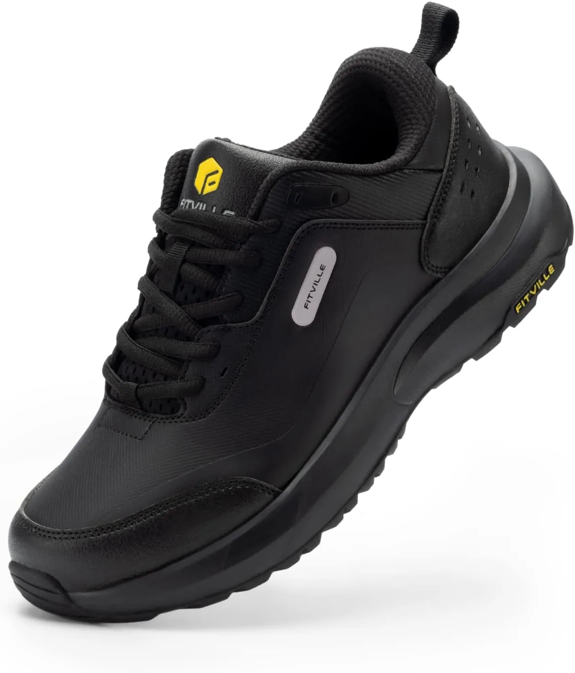 FitVille Men's Extra Wide Hiking Shoes Outdoor Walking Shoes Low-top Waterproof Work Shoes Soft Toe with Arch Support for Heel Pain Relief - Rugged Core