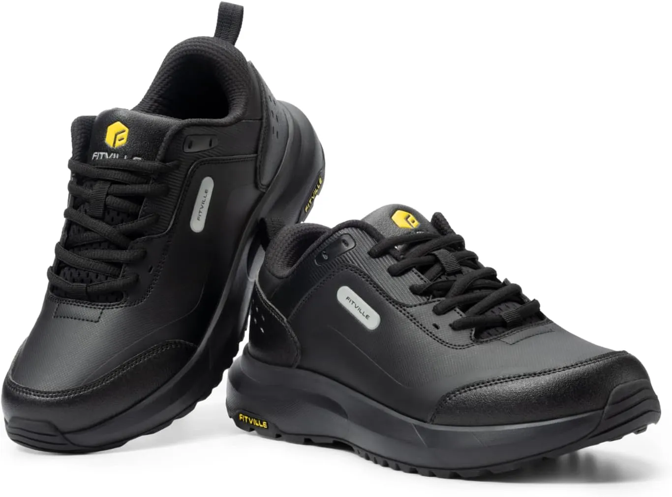 FitVille Men's Extra Wide Hiking Shoes Outdoor Walking Shoes Low-top Waterproof Work Shoes Soft Toe with Arch Support for Heel Pain Relief - Rugged Core