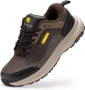 FitVille Men's Extra Wide Hiking Shoes Outdoor Walking Shoes Low-top Waterproof Work Shoes Soft Toe with Arch Support for Heel Pain Relief - Rugged Core