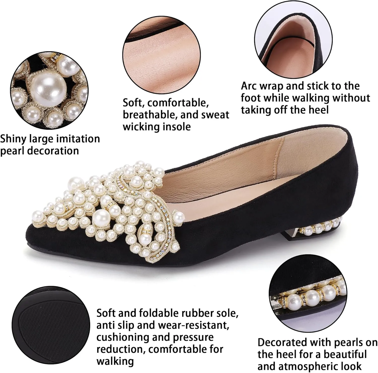 Flats for Women Bling Rhinestone Pointed Flat Shoes Comfort Slip on Low Heel Wedding Dress Shoes Ballet Flat Shoe