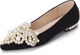 Flats for Women Bling Rhinestone Pointed Flat Shoes Comfort Slip on Low Heel Wedding Dress Shoes Ballet Flat Shoe