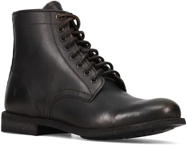 Frye Tyler Lace Up Boots for Men Crafted from Soft Vintage Leather with Blake Construction, Burnished Toe and Heel, and Rubber Inserts on Leather Soles  5  Shaft Height