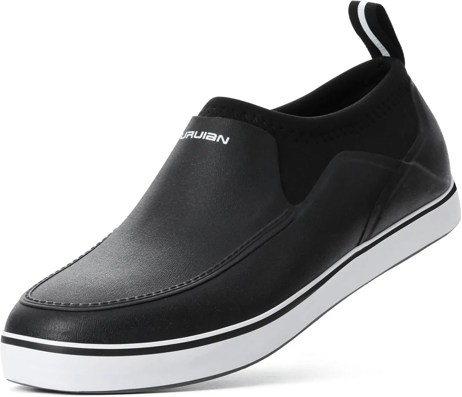 Furuian Men's Deck Shoes, Short Deck Boots Rain Boots Waterproof Rain Fishing Shoes Slip-on Rubber Loafers Lightweight Shoes for Walk Boating Sailing & Gardening