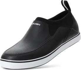 Furuian Men's Deck Shoes, Short Deck Boots Rain Boots Waterproof Rain Fishing Shoes Slip-on Rubber Loafers Lightweight Shoes for Walk Boating Sailing & Gardening