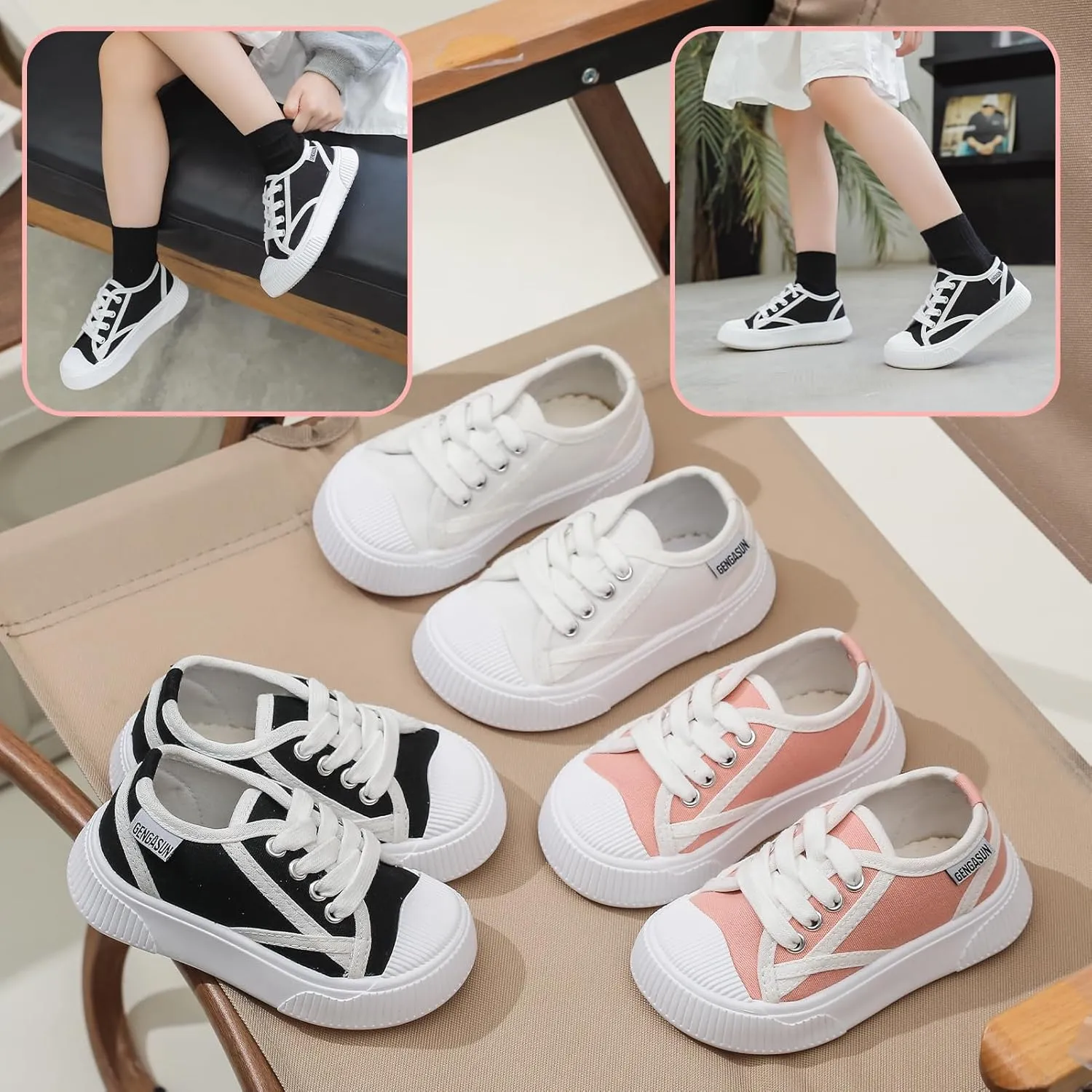Girls Sneakers Kids High Top Casual Canvas Shoes with Hook & Loop Closure Gradient Color Pinky Heart