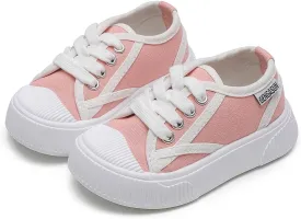 Girls Sneakers Kids High Top Casual Canvas Shoes with Hook & Loop Closure Gradient Color Pinky Heart