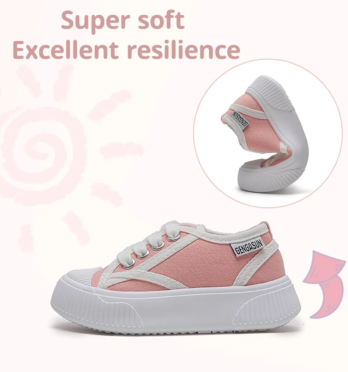 Girls Sneakers Kids High Top Casual Canvas Shoes with Hook & Loop Closure Gradient Color Pinky Heart