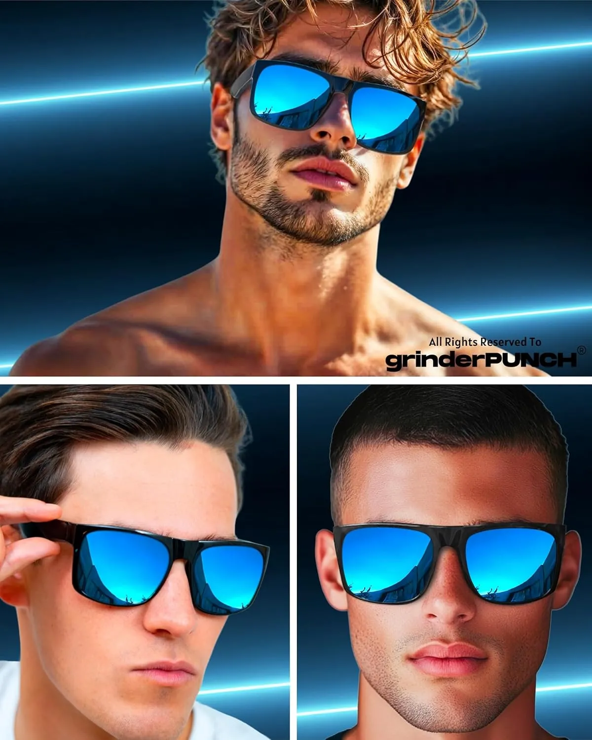 grinderPUNCH Mens Oversized Sunglasses XL Big Head Fit, Extra Wide Frame Sunglasses for Men, Big Heads, XXL Large Wide Shades