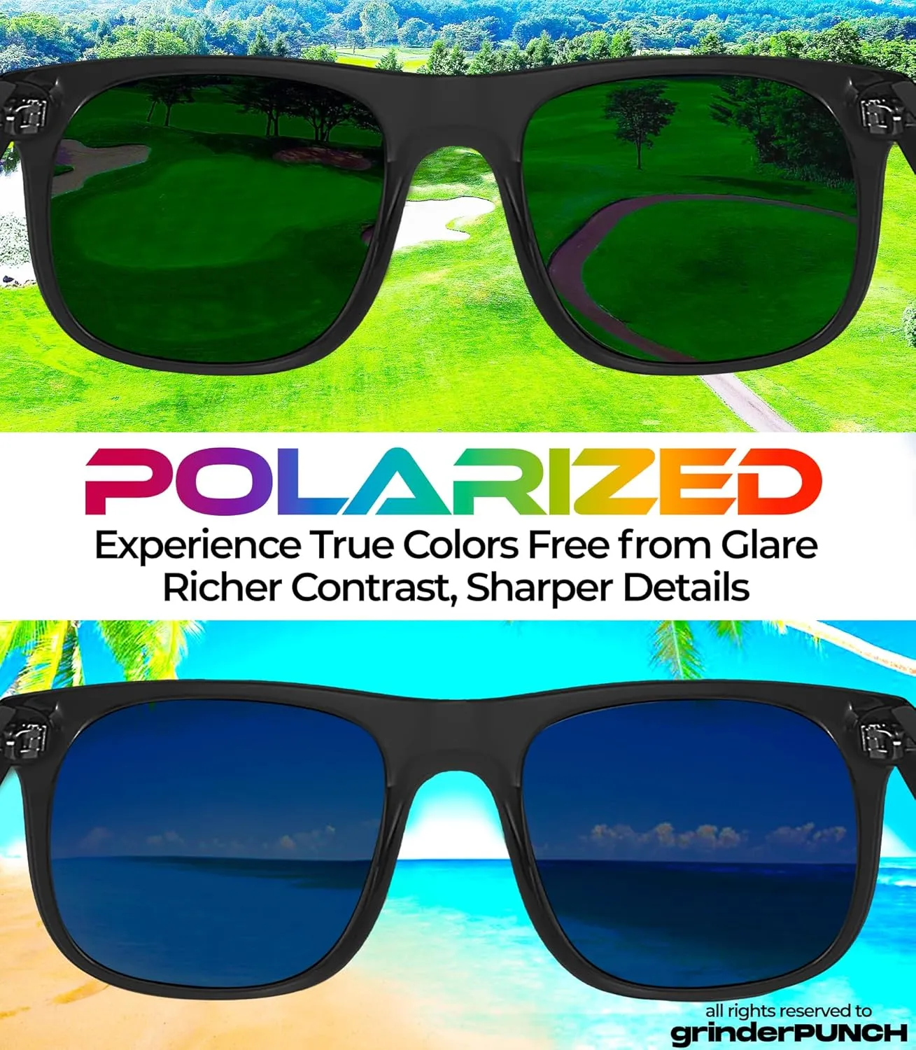 grinderPUNCH Mens Oversized Sunglasses XL Big Head Fit, Extra Wide Frame Sunglasses for Men, Big Heads, XXL Large Wide Shades