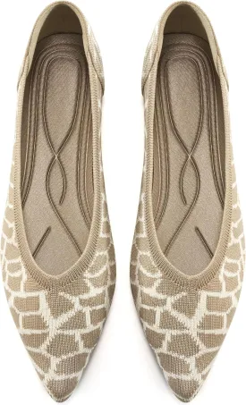 HARENCE Women's Flats Ballet Shoes: Comfortable Pointed Toe Soft Knit Flat Casual Slip On Work Dress Shoes for Walking Wedding Dating
