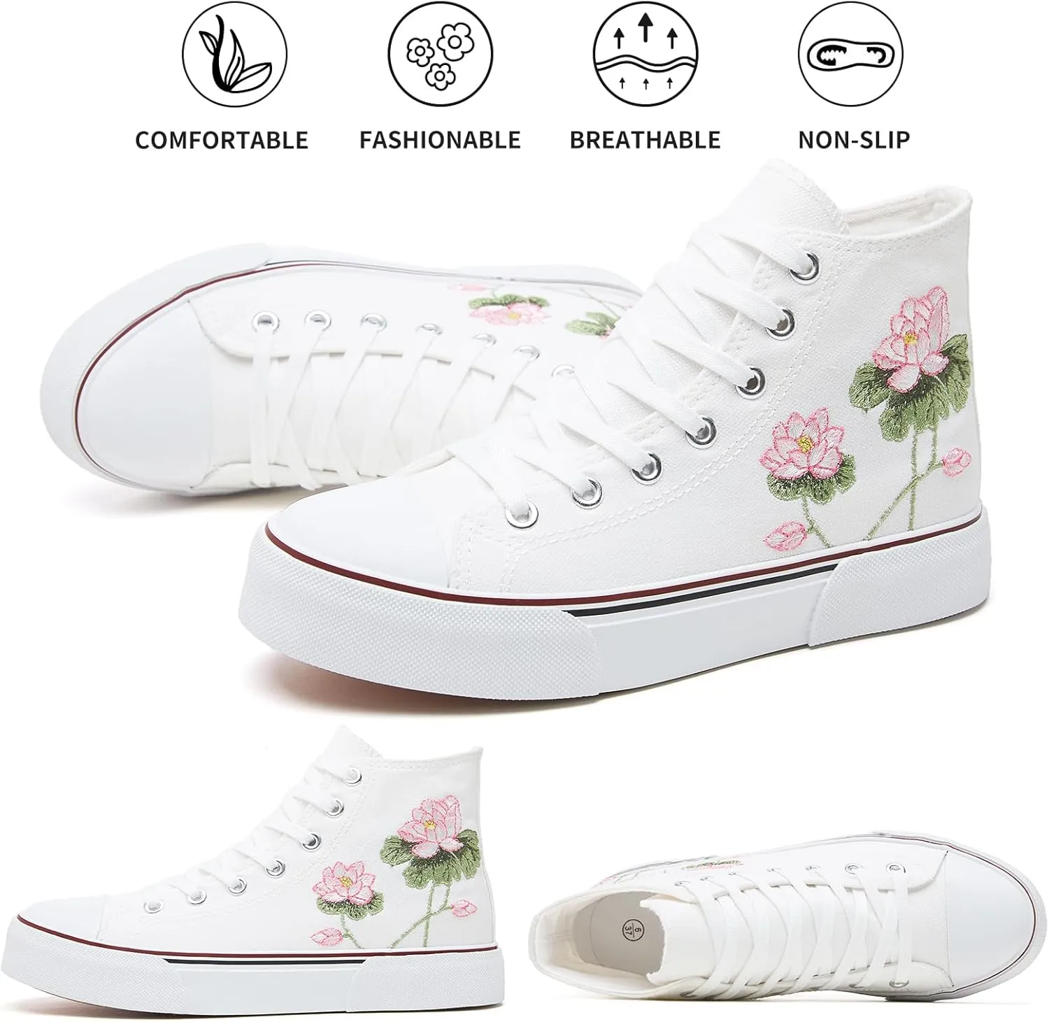 hash bubbie Unisex Fashion High top Sneakers Womens Classic High Tops Canvas Shoes Casual Tennis Shoes for Men