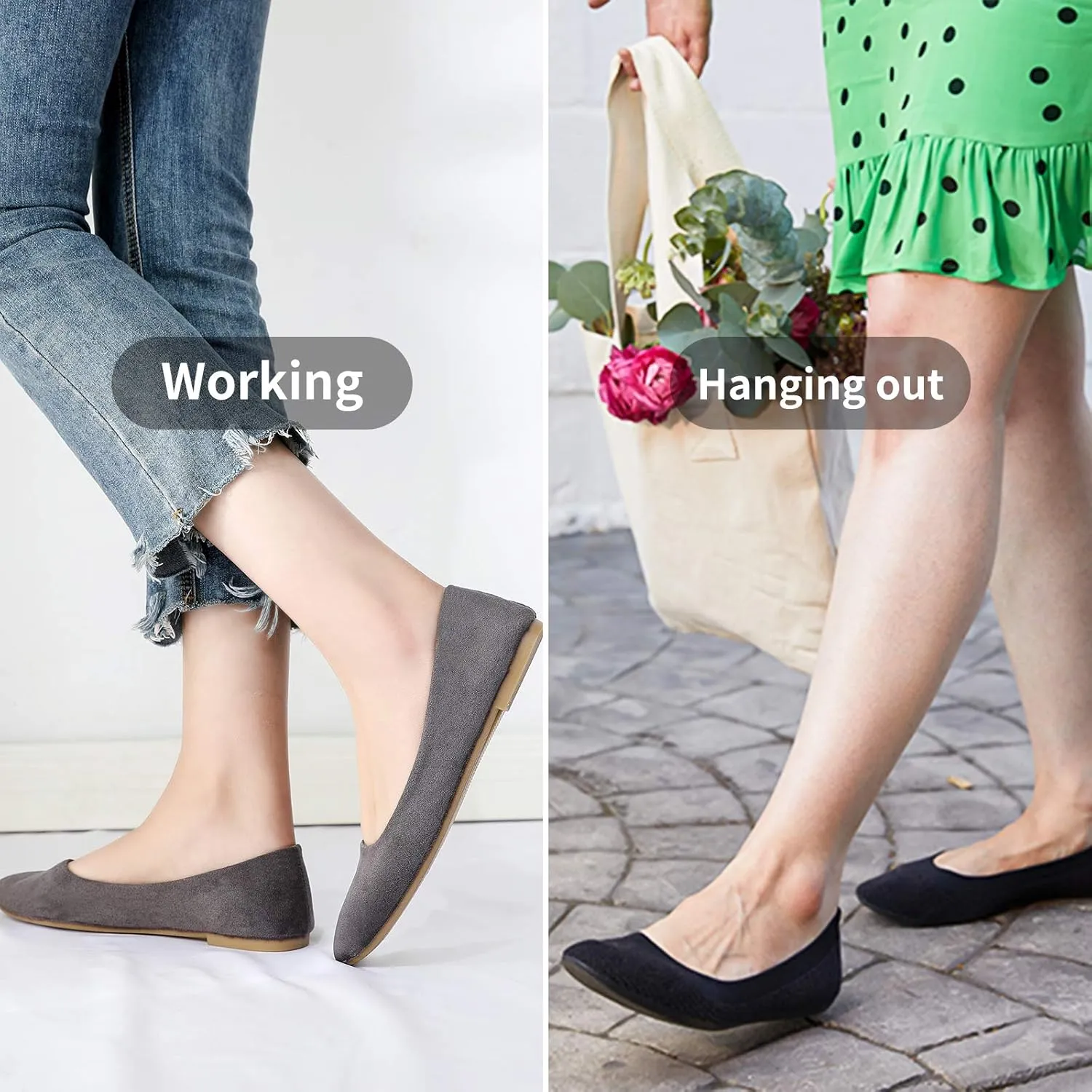 HEAWISH Womens Black Flats Shoes Comfortable Suede Pointed Toe Slip On Casual Ballet Flats Dress Shoes Nude Flats