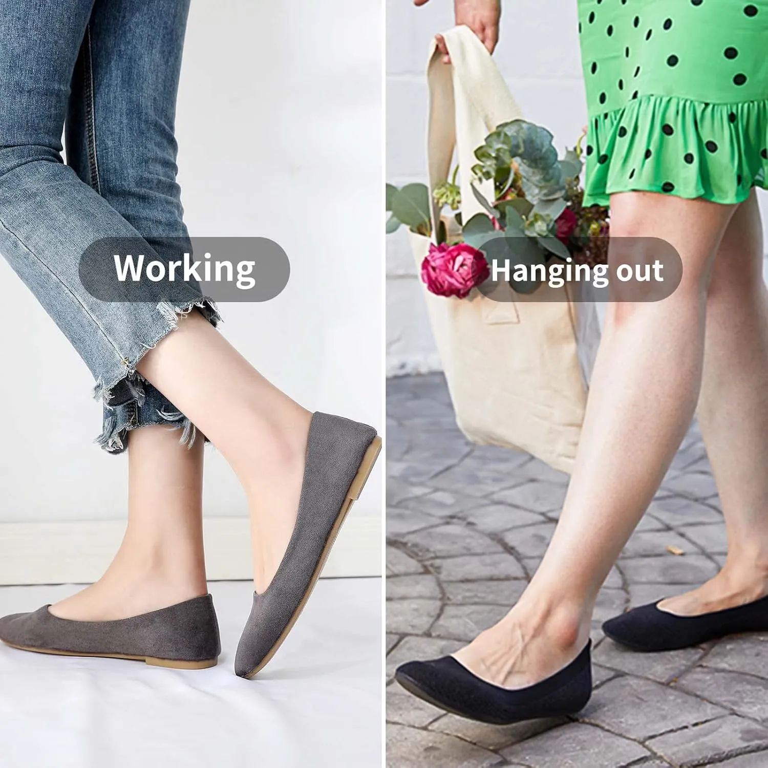 HEAWISH Womens Black Flats Shoes Comfortable Suede Pointed Toe Slip On Casual Ballet Flats Dress Shoes Nude Flats