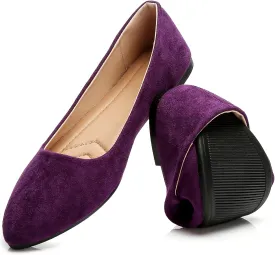 HEAWISH Womens Black Flats Shoes Comfortable Suede Pointed Toe Slip On Casual Ballet Flats Dress Shoes Nude Flats