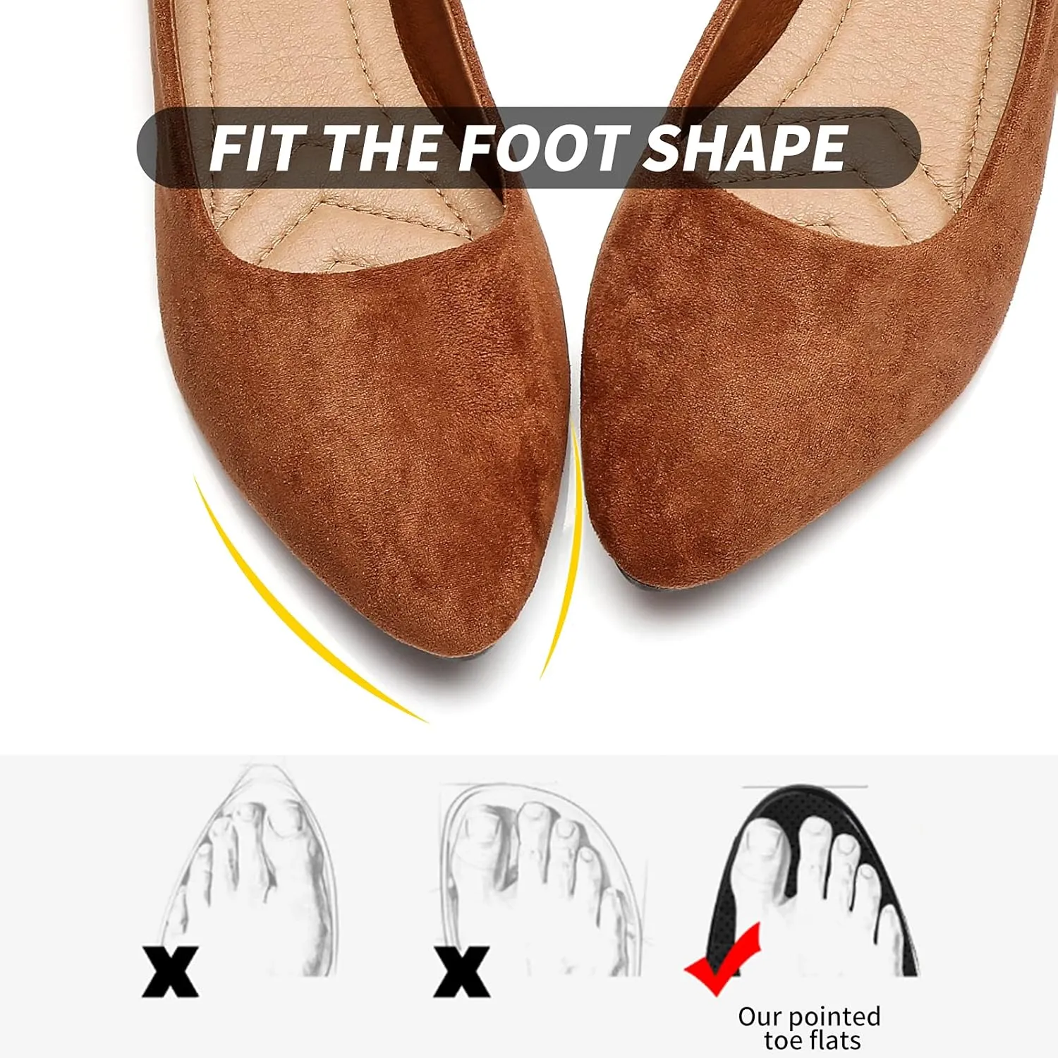 HEAWISH Womens Black Flats Shoes Comfortable Suede Pointed Toe Slip On Casual Ballet Flats Dress Shoes Nude Flats