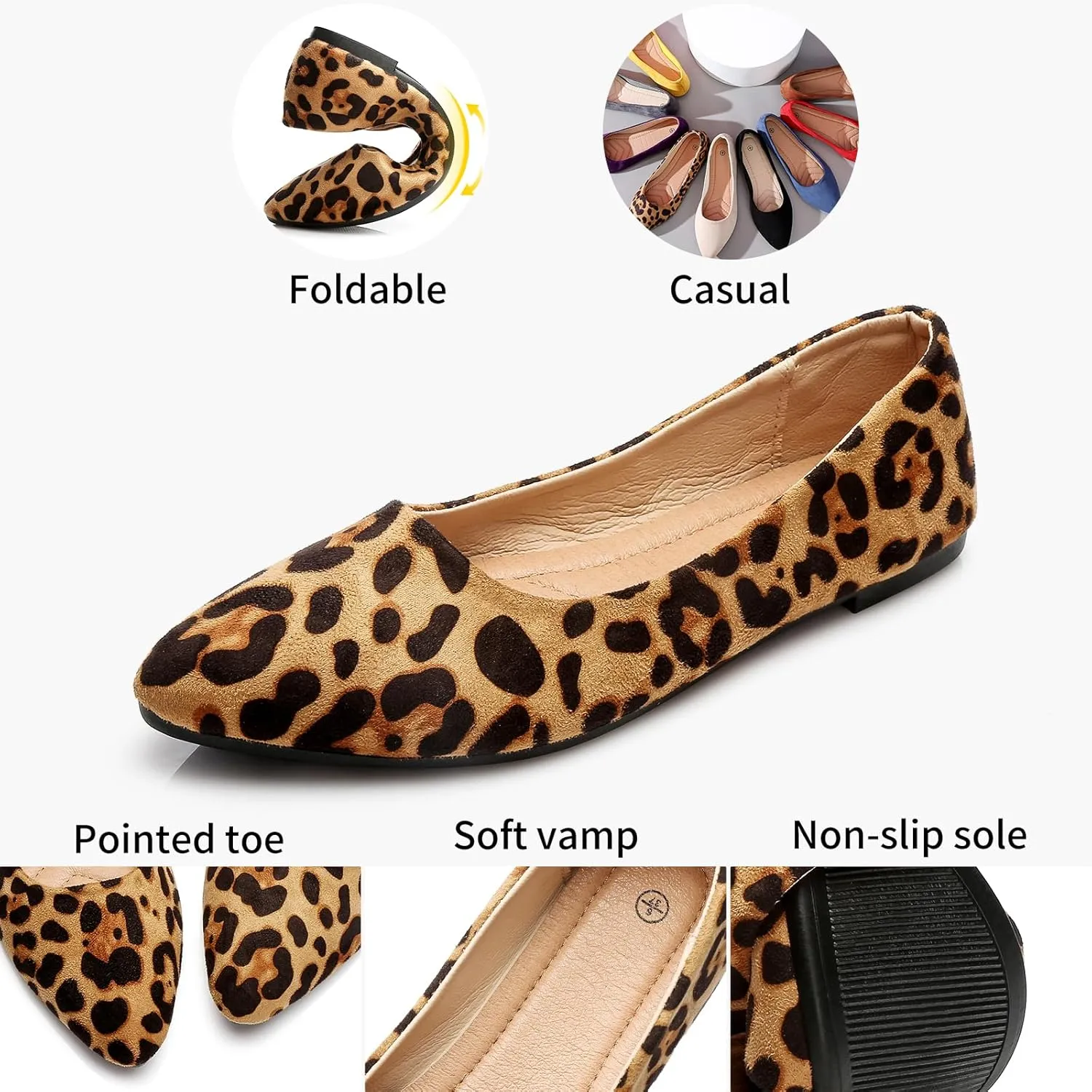 HEAWISH Womens Black Flats Shoes Comfortable Suede Pointed Toe Slip On Casual Ballet Flats Dress Shoes Nude Flats