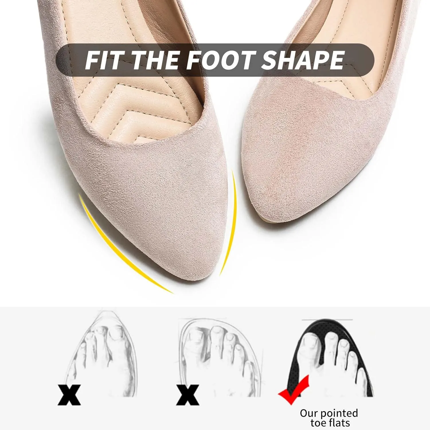 HEAWISH Womens Black Flats Shoes Comfortable Suede Pointed Toe Slip On Casual Ballet Flats Dress Shoes Nude Flats