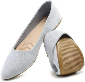 HEAWISH Womens Black Flats Shoes Comfortable Suede Pointed Toe Slip On Casual Ballet Flats Dress Shoes Nude Flats