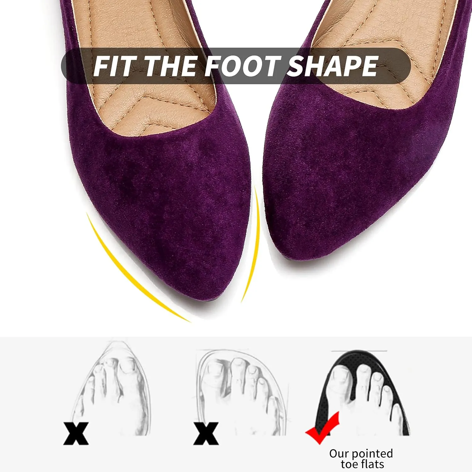 HEAWISH Womens Black Flats Shoes Comfortable Suede Pointed Toe Slip On Casual Ballet Flats Dress Shoes Nude Flats