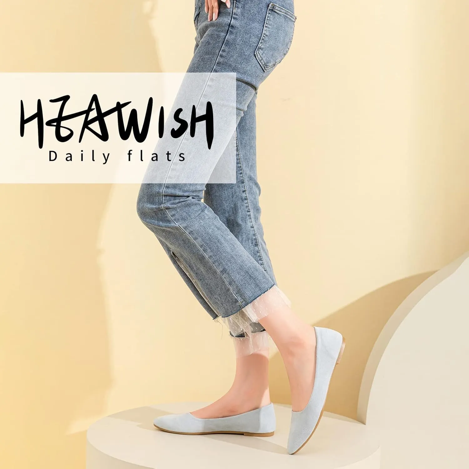HEAWISH Womens Black Flats Shoes Comfortable Suede Pointed Toe Slip On Casual Ballet Flats Dress Shoes Nude Flats