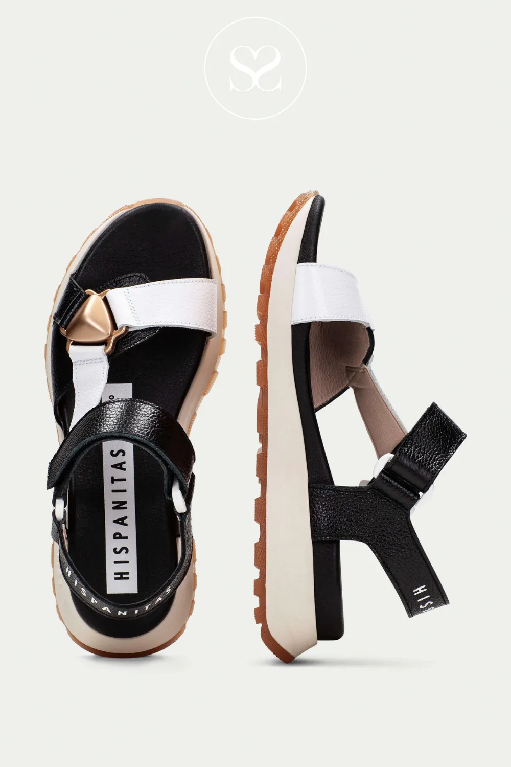 HISPANITAS CHV253896 BLACK CHUNKY LEATHER SUMMER SANDALS