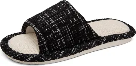 House Slippers Indoor Cotton Flax Slippers, Women's and Men's Casual Soft Non-slip Open Toed Mute Slippers