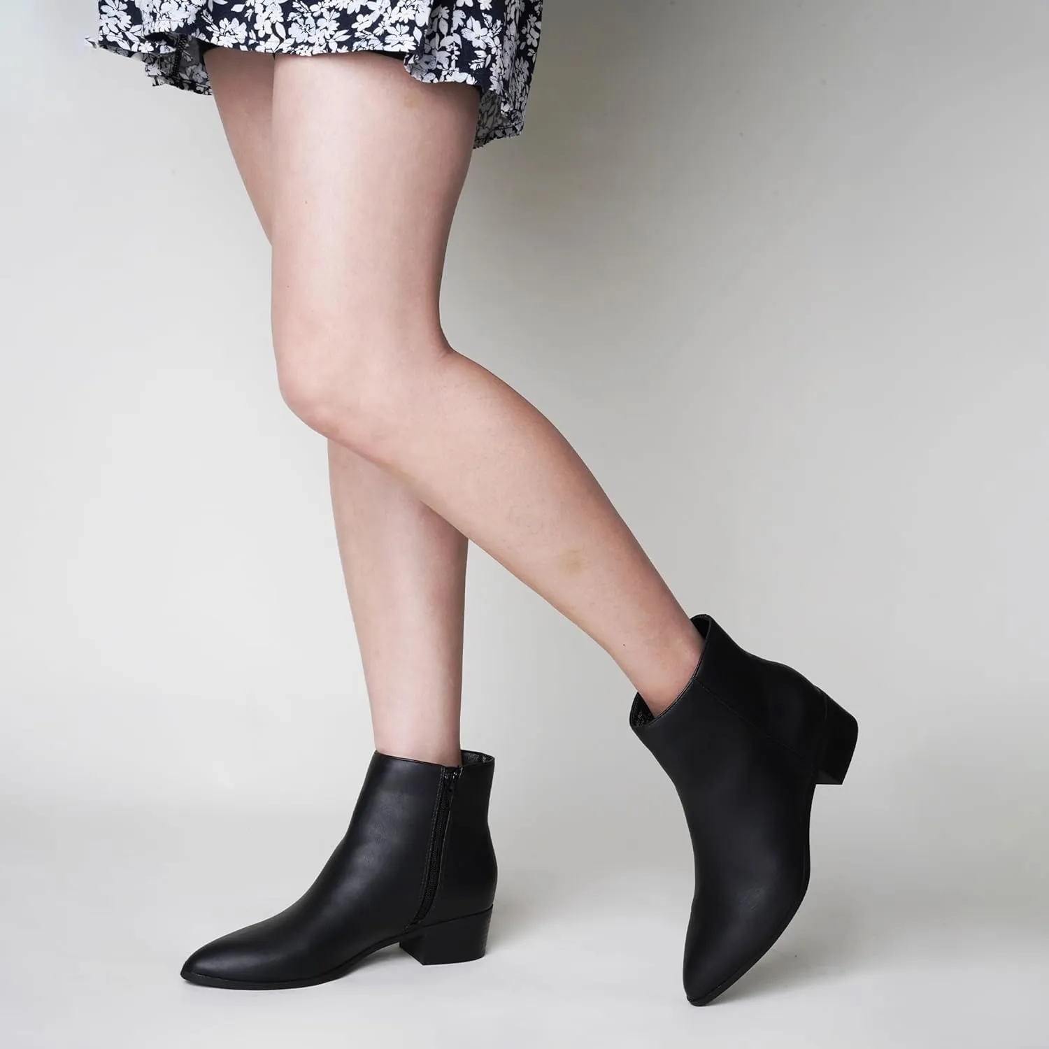 J. Adams Women's Viper Ankle Boots - Short Chunky Low-Heel Pointed-Toe Block Booties, Comfortable and Stylish for Everyday Wear