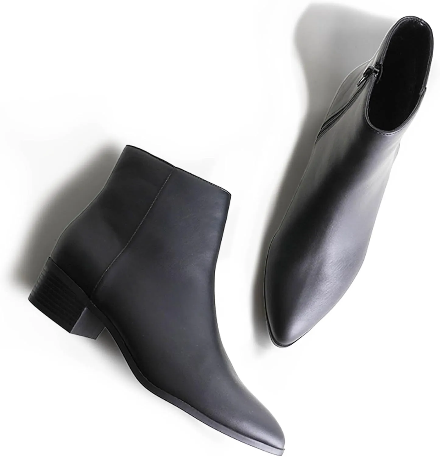 J. Adams Women's Viper Ankle Boots - Short Chunky Low-Heel Pointed-Toe Block Booties, Comfortable and Stylish for Everyday Wear