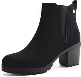 JABASIC Women Casual Ankle Booties Block Heel Slip On Chelsea Boots