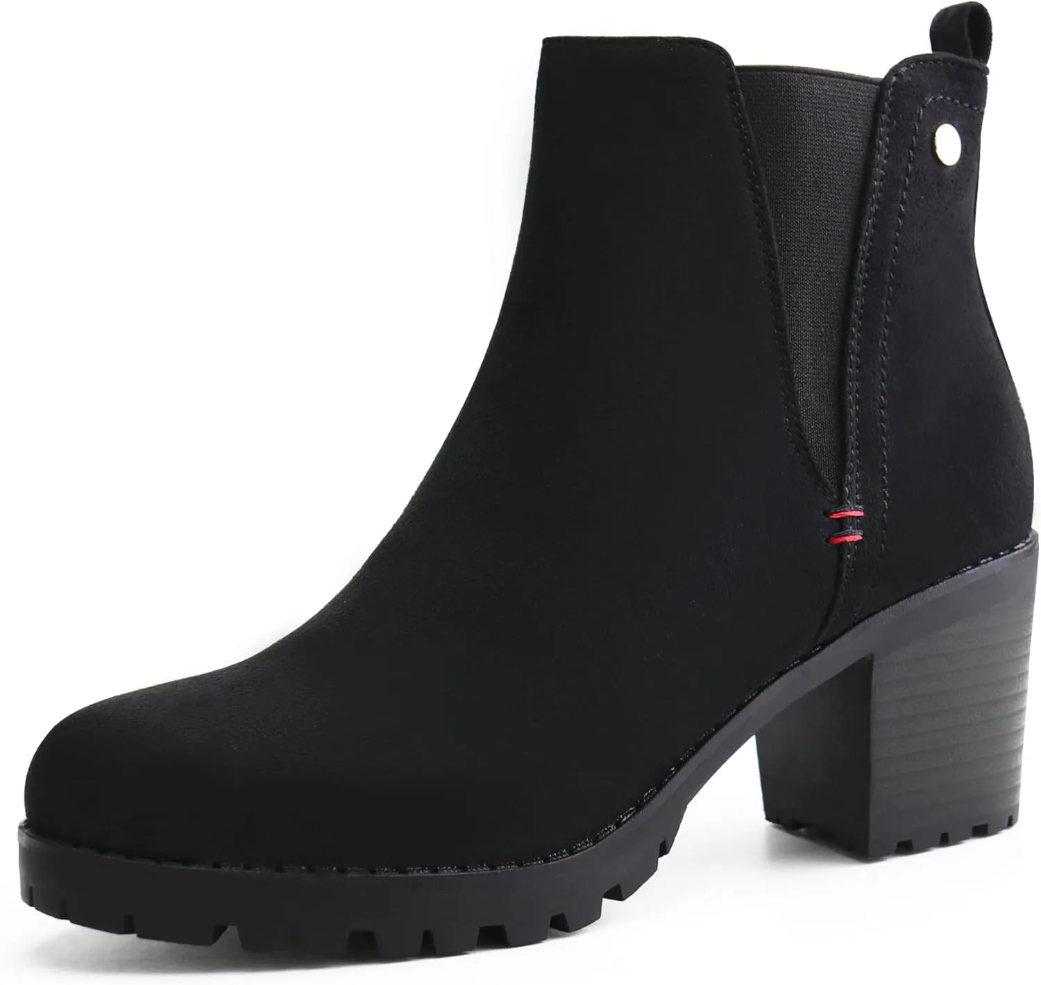 JABASIC Women Casual Ankle Booties Block Heel Slip On Chelsea Boots