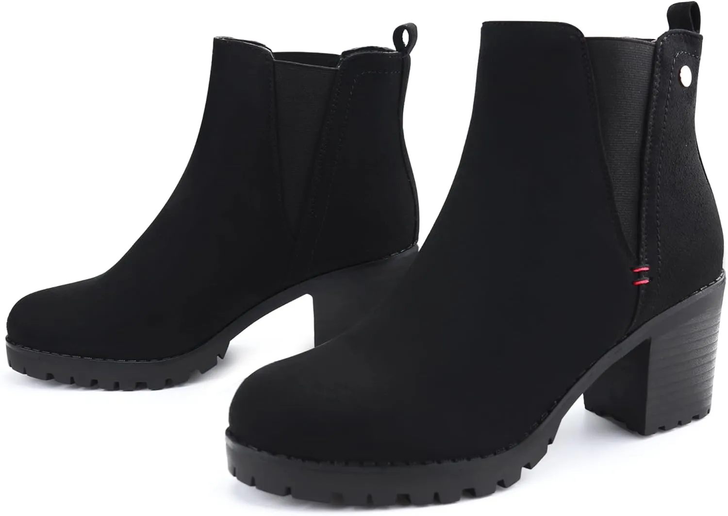JABASIC Women Casual Ankle Booties Block Heel Slip On Chelsea Boots