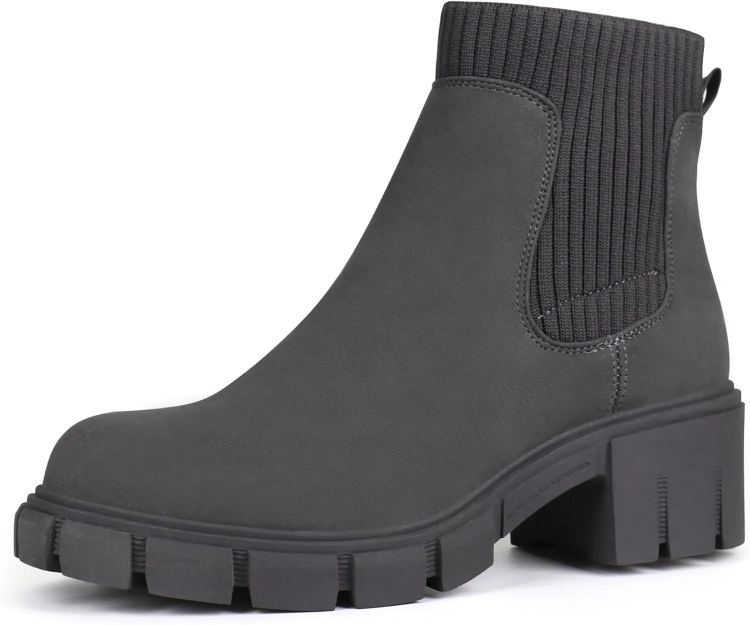 JABASIC Womens Chunky Ankle Boots Slip on Chelsea Boots Elastic Booties