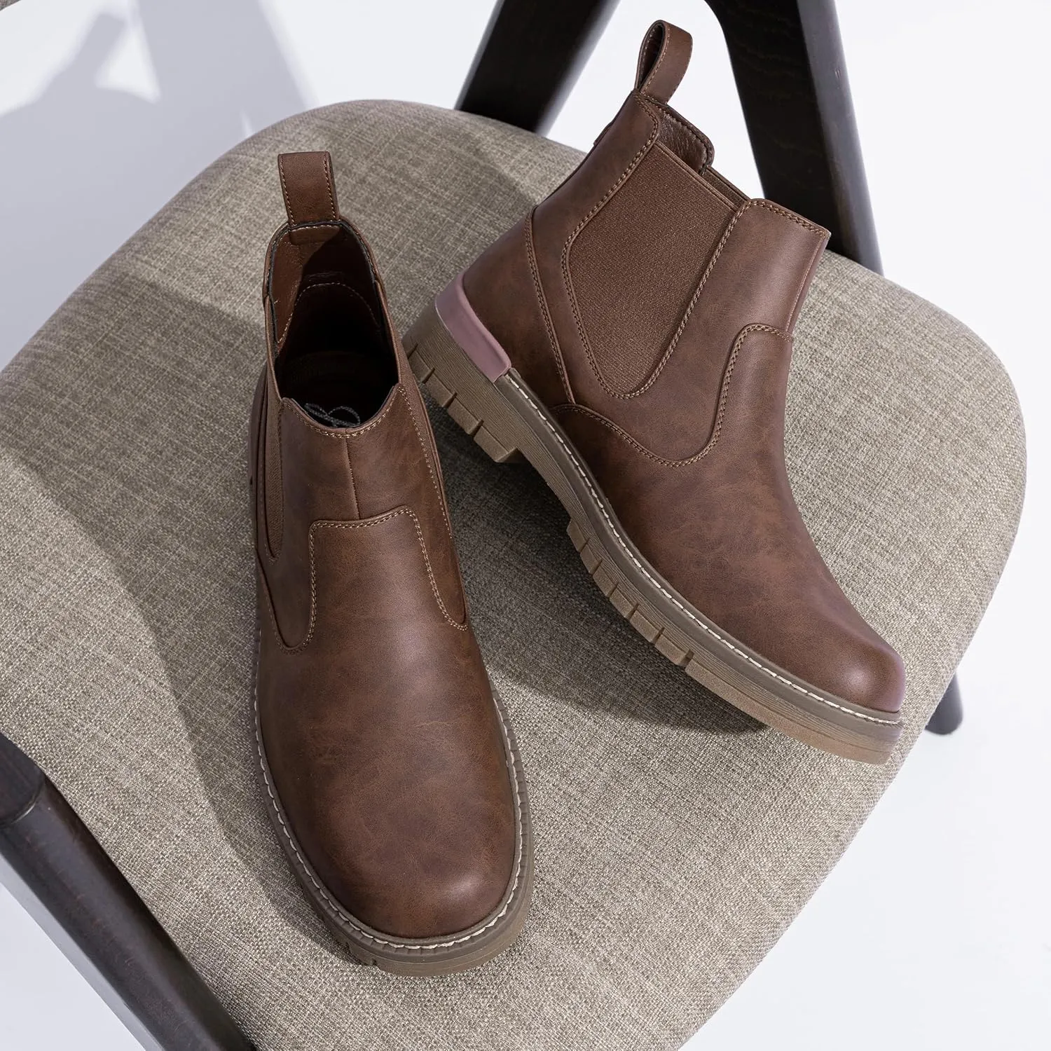 Jousen Mens Boots Retro Chelsea Boots Mens Casual Slip On Boots for Men