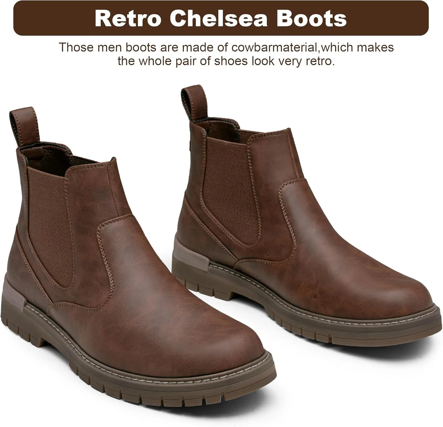 Jousen Mens Boots Retro Chelsea Boots Mens Casual Slip On Boots for Men