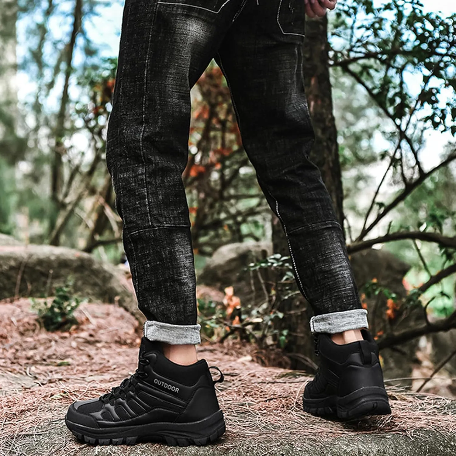 Men'S Breathable And Waterproof Outdoor Hiking Boots Comfortable, Non-Slip And Anti-Collision Toe Cap, Lightweight And Durable Hiking Military Boots Tactical Boots