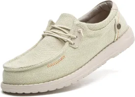 Men's Canvas Slip on Shoes Casual Hands Free Loafers Breathable Stretch Easy Walking Slip-Ons Lightweight Soft Boat Shoes