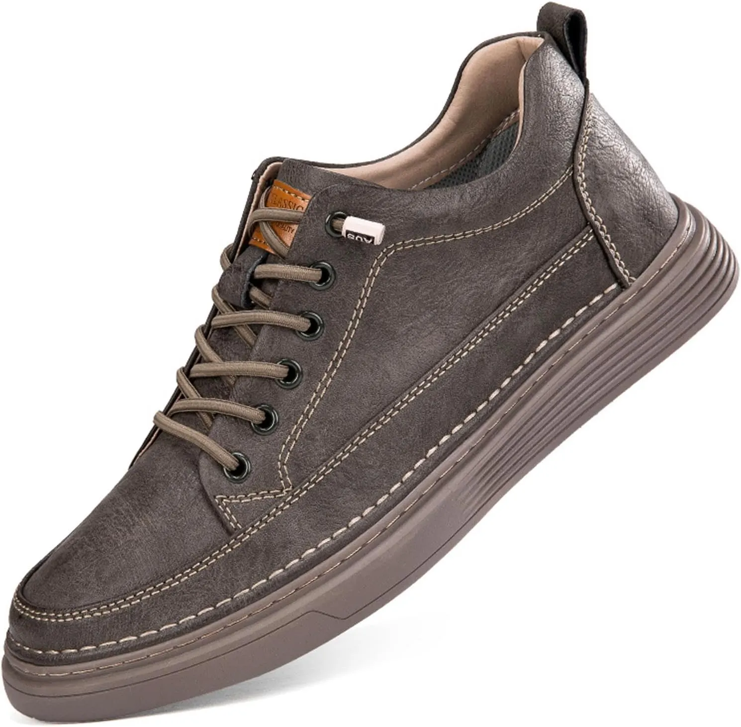 Men's Invisible Height Increasing Shoes Elevator Sneakers Breathable Lace Up Oxford Shoes Hidden Heel Lifting Shoes 2" Taller