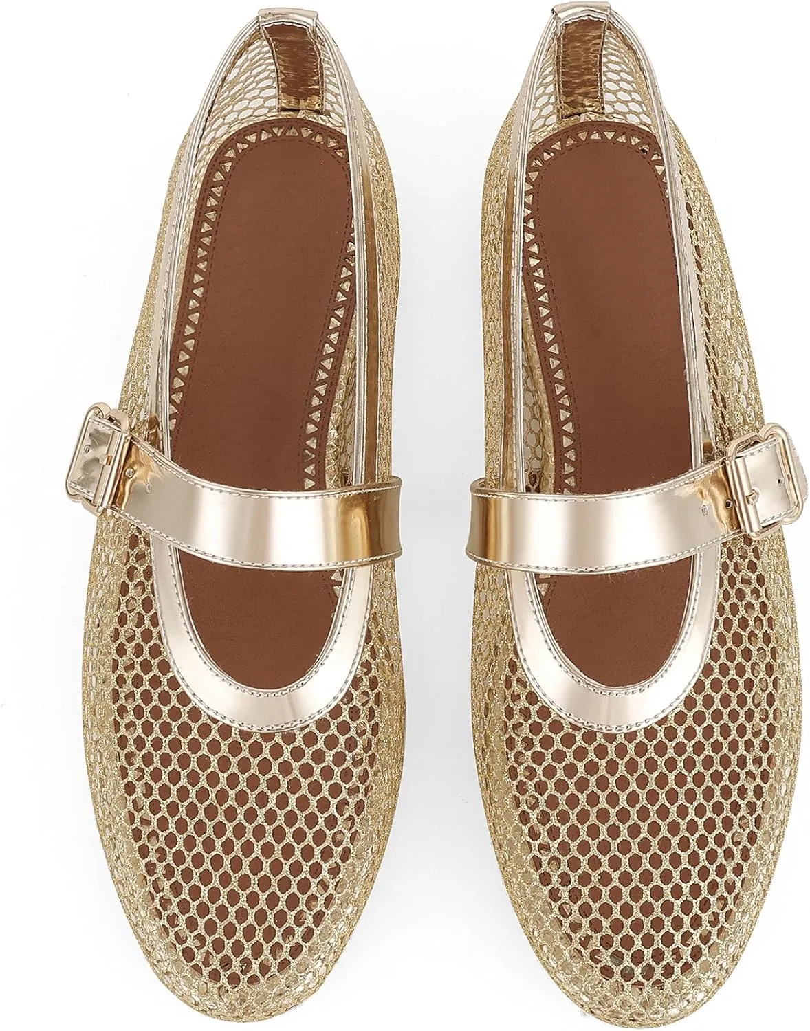 Mesh Ballet Flats for Women Round Toe Ballerina Flats Buckle Ballet Flats Shoes for Women Casual Dress Ballerina Mary Jane Flats
