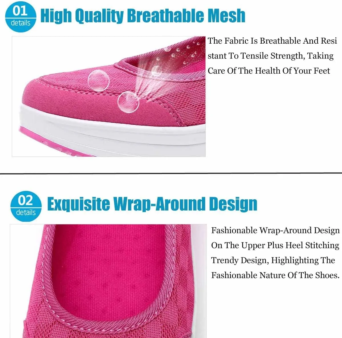 MSYINGL Women Wedge Shoes,Breathable Mesh Platform Slip ON Casual Walking Sneakers,Anti-Slip Comfortable Platform Loafers