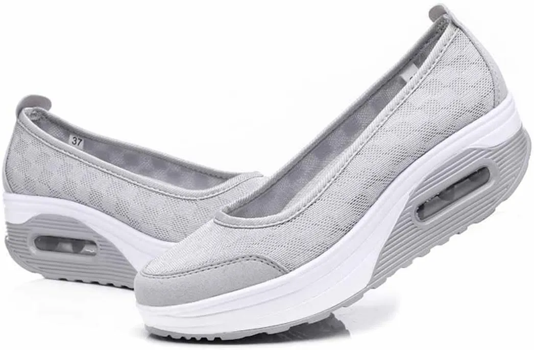 MSYINGL Women Wedge Shoes,Breathable Mesh Platform Slip ON Casual Walking Sneakers,Anti-Slip Comfortable Platform Loafers