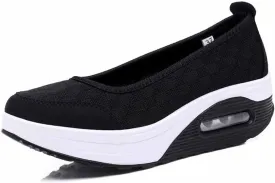 MSYINGL Women Wedge Shoes,Breathable Mesh Platform Slip ON Casual Walking Sneakers,Anti-Slip Comfortable Platform Loafers