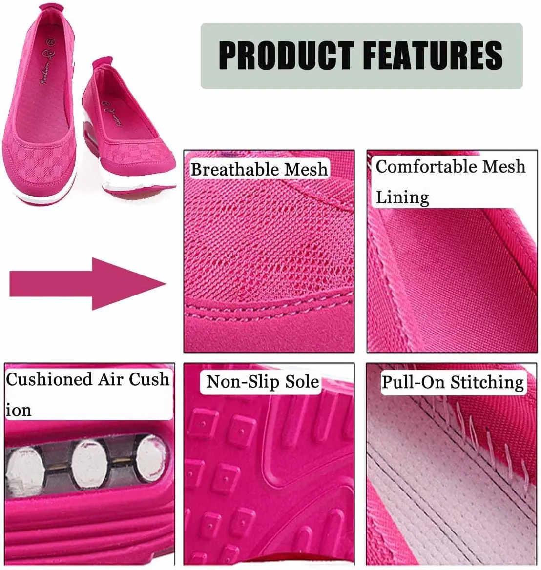 MSYINGL Women Wedge Shoes,Breathable Mesh Platform Slip ON Casual Walking Sneakers,Anti-Slip Comfortable Platform Loafers
