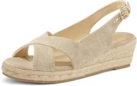 mysoft Women's Espadrille Sandals Low Wedge Platform Open Toe Slingback Ankle Strap Criss Cross Slip On Summer Shoes