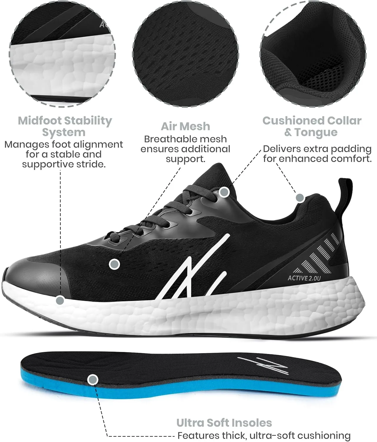 NY Threads Men's Running Shoes Comfortable and Lightweight Casual Sneakers