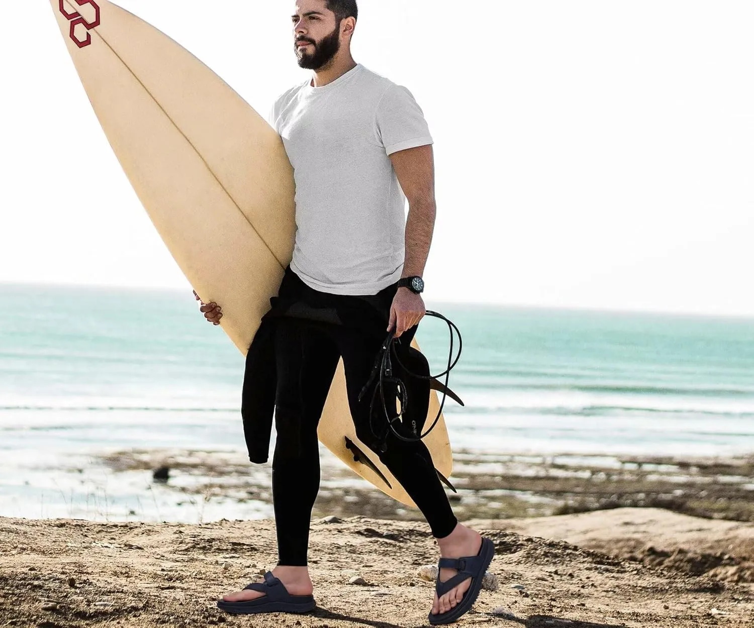 ONCAI Mens Orthopedic Flip Flops Men's Walking Sandals with Arch Support Sport Recovery Sandal for Man size 7-14