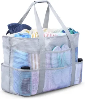 oscaurt Mesh Beach Bag Extra Large Waterproof Sandproof Beach Tote Pool Swim Bag Travel Vacation Essentials