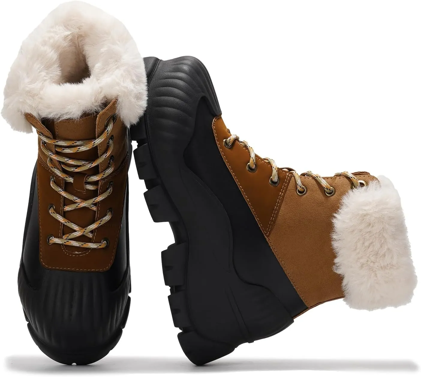 Project Cloud Snow Boots for Women Waterproof Genuine Leather 2.5" Platform Wedge Womens Boots - Memory Foam Fur Boots Winters Boots for Women Non-Slip Rain Boots Women's Snow Boots (Lydia)