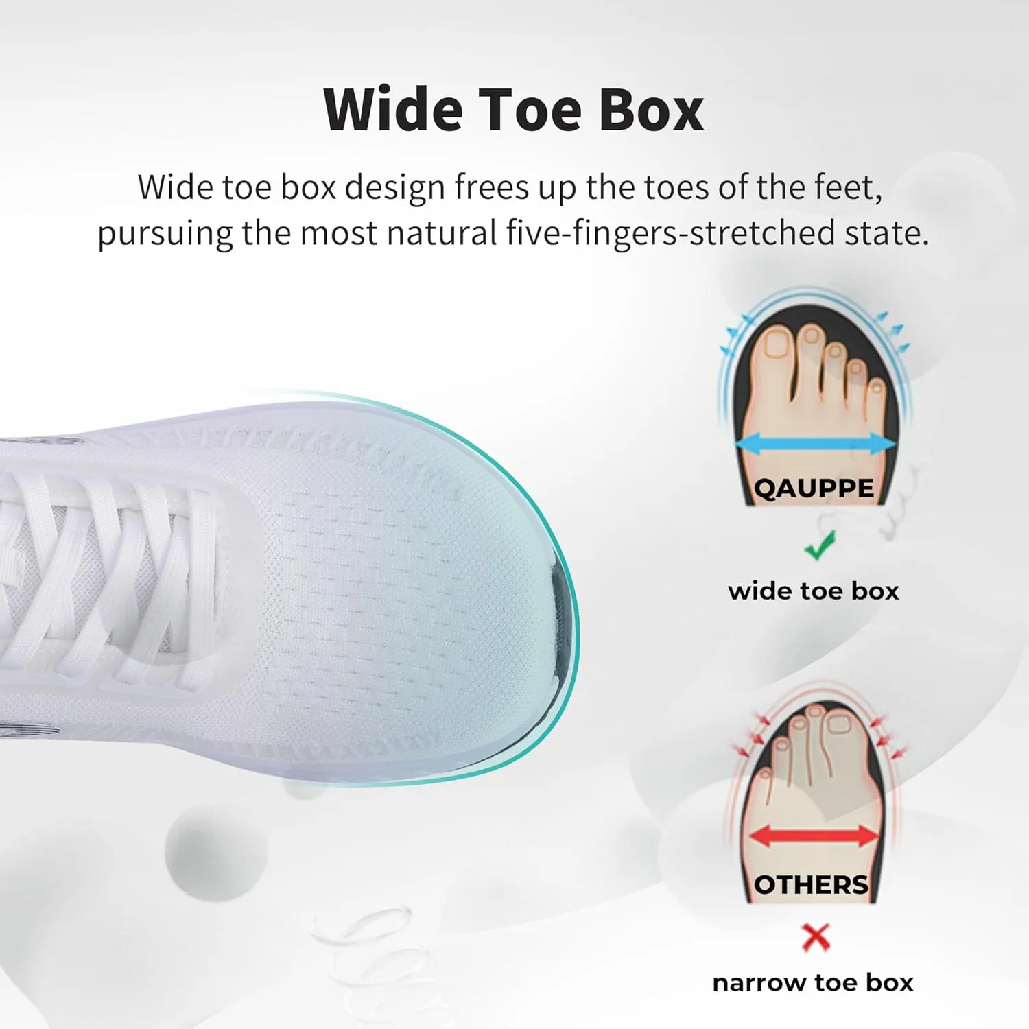 QAUPPE Wide Toe Box Shoes for Men Walking Shoes with Arch Support Plantar Fasciitis Orthotic Sneakers Air Tennis Sneakers US 8-13